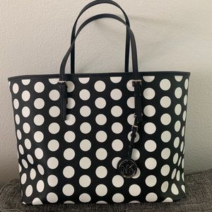 Michael Kors large polka dot Jet Set tote bag